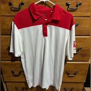 Golf polo shirt size large white red